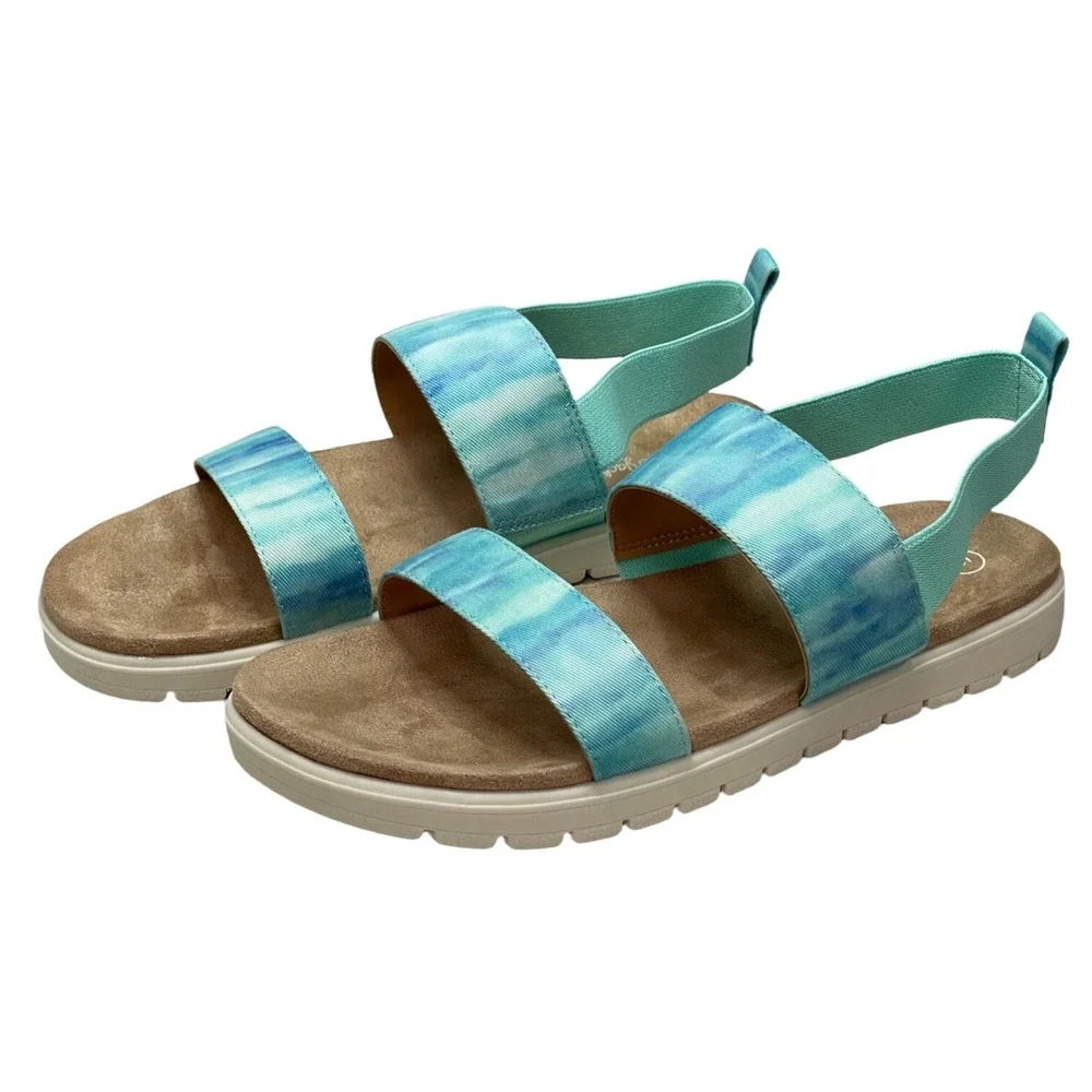 Cat & Jack Girls Sloane Blue Tie Dye Pull-On Elastic Strap Footbed Sandal Size 5